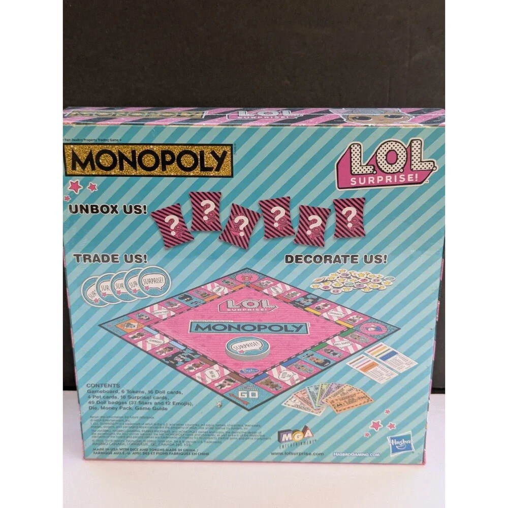New LOL Surprise Monopoly Board Game Hasbro Family Game Factory Sealed Age 8+
